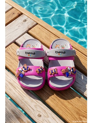 Remsa Kız Çocuk Üst Çıkartma Detay Sandalet Terlik E482-P001 Fuşya