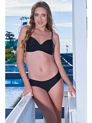 Ruko Maio 24111-5 Siyah Boş Kaplı Omuzdan Ayarlı Askılı Bikini