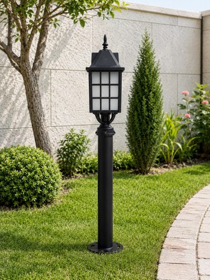 Lambax 86 cm Kafesli Direkli Bahçe Armatürü - Bahçe Lambası