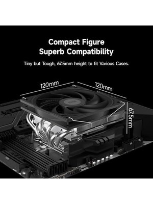 RC600-67 Cpu Hava Soğutucu, 6 Isı Borusu (Aghp Teknolojisi), Çift 120MM Pwm Fan, 1550 Rpm, Amd Am4/am5 & Intel LGA1700/1851/1200/1151/1150 Uyumlu