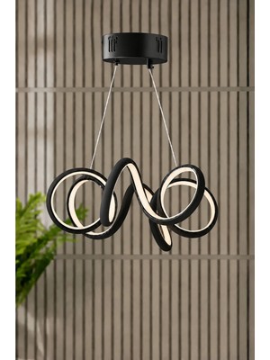 Luna Lighting Spiral Model Siyah Metal Salon Mutfak Oturma Yatak Odası Modern LED Sarkıt Avize