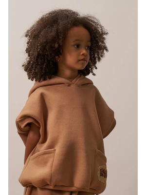 Oh La La Koala Sütlü Kahve Nakışlı Kapüşonlu Hoodie Sweatshirt
