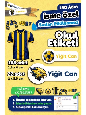 Msticker 190 Adet Kişiye Özel Okul Etiketi Isimli Kalem Defter Suluk Etiket Suya Dayanıklı Etiket Fener