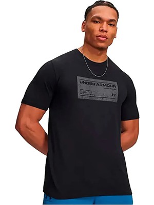 Under Armour 6017350-001 Ua M Box Wm Label Ss Siyah Yuvarlak Yaka Loose Fit Baskılı Erkek T-Shirt
