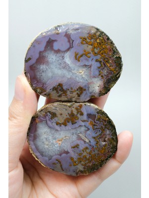 Healcrystal Lavanta Moru Bantlı ve Hardal Sarısı Tüy Akik Taşı ile Kuvars, 168G