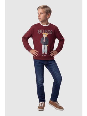 Guess Erkek Çocuk Bordo Tshirt