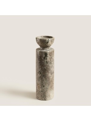 Chakra Silver Travertine Aura  Büyük Mumluk Natural