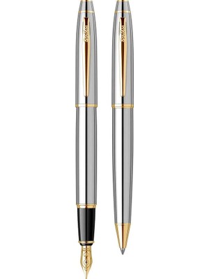 Scrikss Noble 35 Dolma Kalem - Tükenmez Kalem Seti Gold Krom