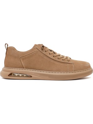Derimod Erkek Bej Bağcıklı Kalın Tabanlı Süet Deri Sneaker WM680011DS