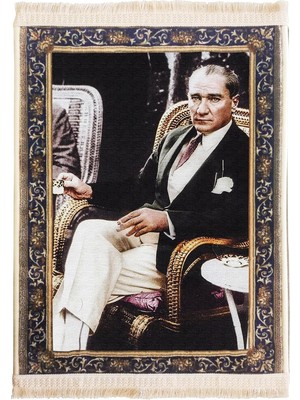 Renas Store Colorix Carpet Atatürk Resimli Duvar Halısı Saçaklı No: 9 60X80 cm