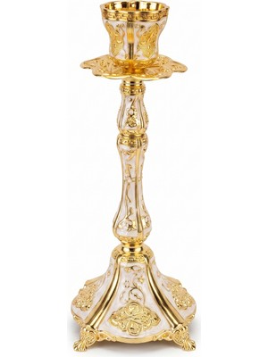 Rasha Collection Altın Renk Işlemeli Ayaklı Şamdan 28 cm