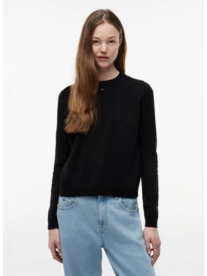 Tommy Jeans Siyah Kadın Bisiklet Yaka Kazak DW0DW20159BDS