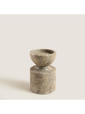 Chakra Silver Travertine Aura  Küçük Mumluk Natural