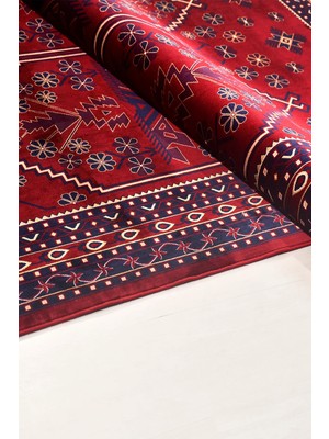 Anatolia Anatolıa Halı Malıa- Kırmızı / Lacivert - Sabit Ölçü- Oturma Odası, Salon -Kolay Temizlenebilir