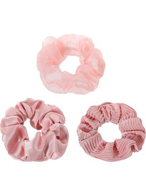 Renas Store Miniso Büyük Kumaş Saç Lastiği 3 Parça -Pembe