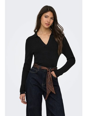 Only Kadın Onlkaya Polo Yaka Kazak 15344841 Siyah