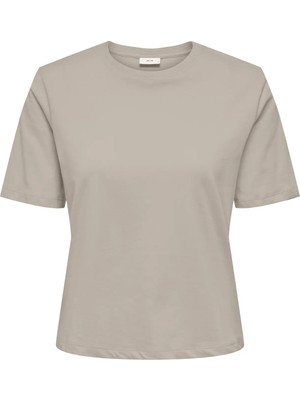 Jdy Kadın Jdyrex Bisiklet Yaka %100 Pamuk T-Shirt 15344612 Taş