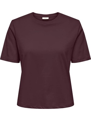 Jdy Kadın Jdyrex Bisiklet Yaka %100 Pamuk T-Shirt 15344612 Mürdüm
