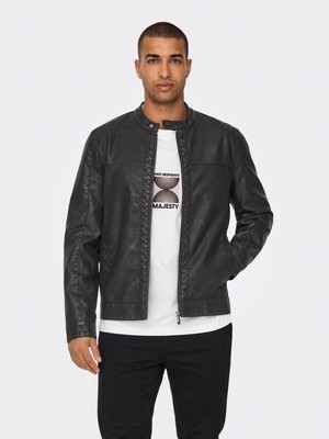 Only & Sons Onsmike Pu Racer Jacket Antrasit Erkek Ceket 22012339