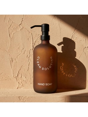 Renas Store 500 ml Amber Cam Sıvı Sabunluk - Siyah Mat Pompalı, Buzlu Cam Şık Tasarım, Banyo ve Mutfak Için Dekoratif Sabun Şişesi