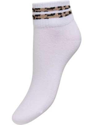 Only Kadın Onlallegra Pamuklu Bilek Boy Çorap 15371128 Beyaz-Leopar
