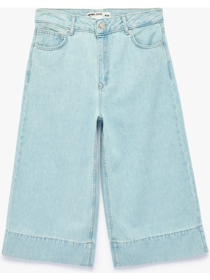 Koton Pamuklu Paça Detaylı Rahat Kalıp Denim Bermuda Jort