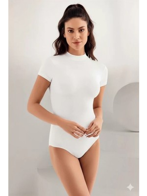 Hace Bazaar Kadın Kısa Kollu Balıkçı Yaka Çıtçıtlı Body B248