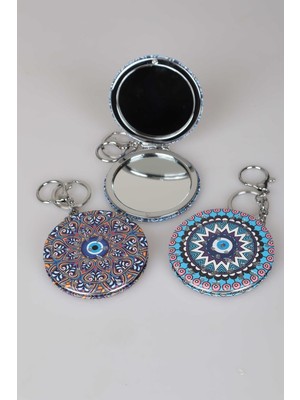 Renas Store Elegance Mirror Çift Taraflı Makyaj Aynası, Kapaklı, Anahtarlıklı, 10X10 cm