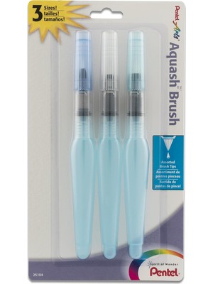 Renas Store Pentel Arts Aquash Sulu Boya Fırçası, Ince Uç, 3 Paket Boyunda, 0,5 Çeşit