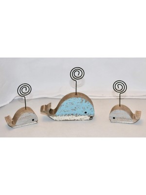 Renas Store Primitives By Kathy 103281 Ahşap Fotoğraf Tutucu Bloklar, 3'lü Set, Balina