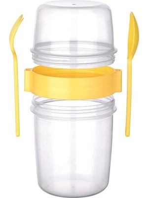 Ozka Concept Çift Hazneli - Çatal Kaşıklı Portatif Müsli -Atıştırmalık Kabı 500 ml