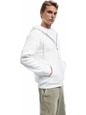 Koton Şardonlu Regular Fit Kapüşonlu Fermuarlı Uzun Kollu Kanguru Cepli Sweatshirt