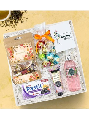 Renas Store Bitki Çayı & Lavi Çikolata & Kolonya & El ve Vucüt Kremi & Pastil Hediye Seti