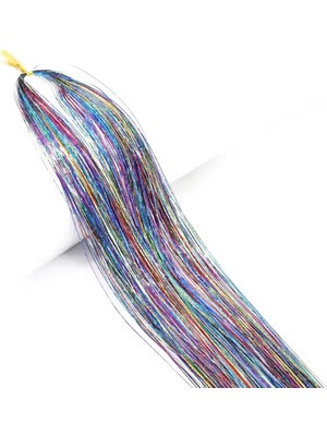 Renas Store Hb Tasarım Hair Tinsel - Saç Simi - Simli Karışık Renkli - (Katlanmiş) 60 cm - Tek Tutam