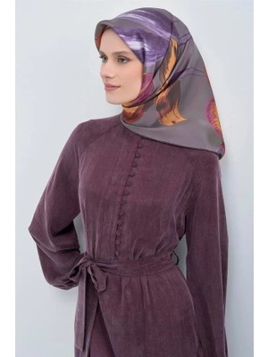 Vakko Armine Ipek Eşarp 2026 Yaz - 9506-56 Füme Mor Twill