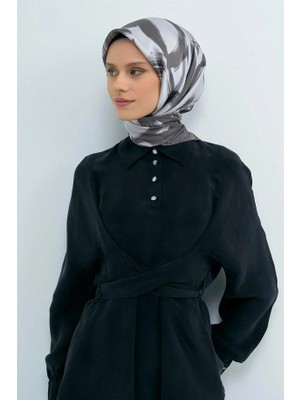 Vakko Armine Ipek Eşarp 2026 Yaz - 9555-03 Gri Twill