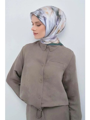 Vakko Armine Ipek Eşarp 2026 Yaz - 9515-01 Gümüş Yeşil Twill