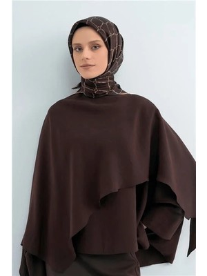 İpekevi Armine Ipek Eşarp 2026 Yaz - 9538-31 Kahverengi Twill