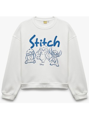 Koton Stitch Lisanslı Baskılı Rahat Kalıp Şardonlu Bisiklet Yaka Uzun Kollu Sweatshirt