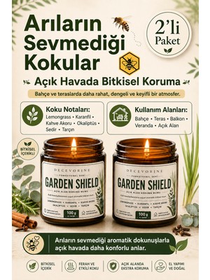 Decevorine Garden Shield  Arıların Sevmediği Kokulardan Açık Alan Koruma Mumu 100 gr 2 Li Paket