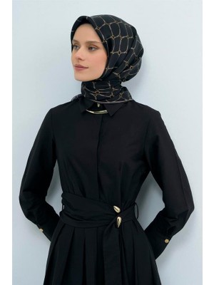 İpekevi Armine Ipek Eşarp 2026 Yaz - 9538-84 Siyah Sarı Sura