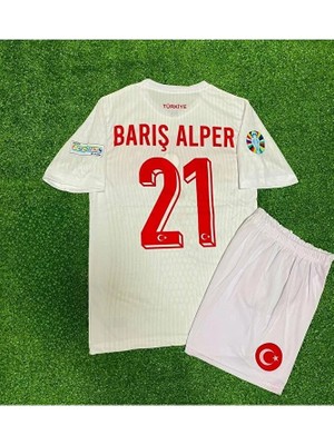 Fair City Türkiye 2024 Barış Alper Yılmaz Iç Saha Beyaz Çocuk Forması 2'li Set (Euro 2024 Patch)