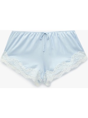 Koton Beli Lastikli Rahat Kalıp Dantelli Saten Şort Pijama Altı
