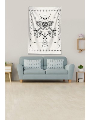 Renas Store Pelangi Bej Butterfly Kelebek Leke Tutmaz Kadife Kumaş Duvar Örtüsü Duvar Halısı Tapestry KWLL372, 35 x 50
