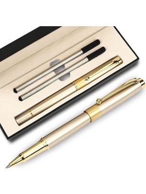 Renas Store Xspring Uzman Tükenmez Kalem, 0.5mm Uçlu 2 Adet Siyah Mürekkepli Dolma Kalem, Krom Kaplama Lüks Tasarım, Ofis, Öğrenci, Yönetici ve Öğretmenler Için Hediye Kutusunda Kalem Seti (Siyah)