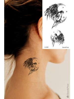 Renas Store Bearpear Angel Minimal Boyun Dövmesi Geçici Melek Dövmesi Tattoo