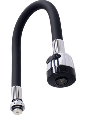 Renas Store Kyrotech Esnek Silikon Musluk Başlığı 43 Cm, Kıvrılabilir Uzatma Hortumu, 360 Oynar Başlık, 2 Fonksiyonlu Su Akışı Duş ve Düz, Su Tasarruflu Musluk Aparatı, Mutfak ve Lavabo Uyumlu, Kolay Montaj Siyah