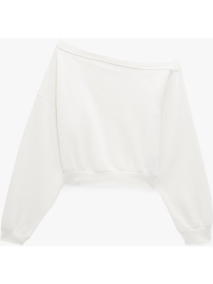 Koton Uzun Kollu Üç Iplik Asimetrik Kayık Yaka Omzu Açık Sweatshirt