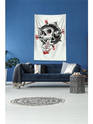 Renas Store Pelangi Beyaz Kuru Kafa Leke Tutmaz Kadife Kumaş Duvar Örtüsü Duvar Halısı Tapestry DWLL381, 140 x 140