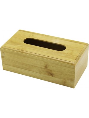 Hace Bazaar Ahşap - Bambu Peçetelik Kutu 11.6 x 22.8cm Alt Kapaklı = Kayar Kanallı - Aç-Kapa (4887)